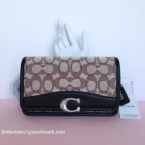 COACH Bandit Signature Jacquard & Glovetanned Leather BELT Bag-Cocoa Black⭐